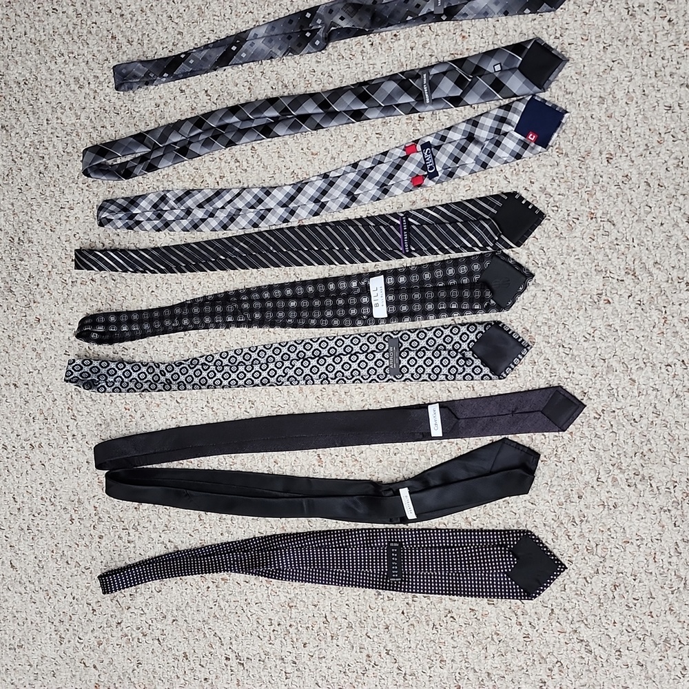 9 Ties various pattern with Dark to Black patterns